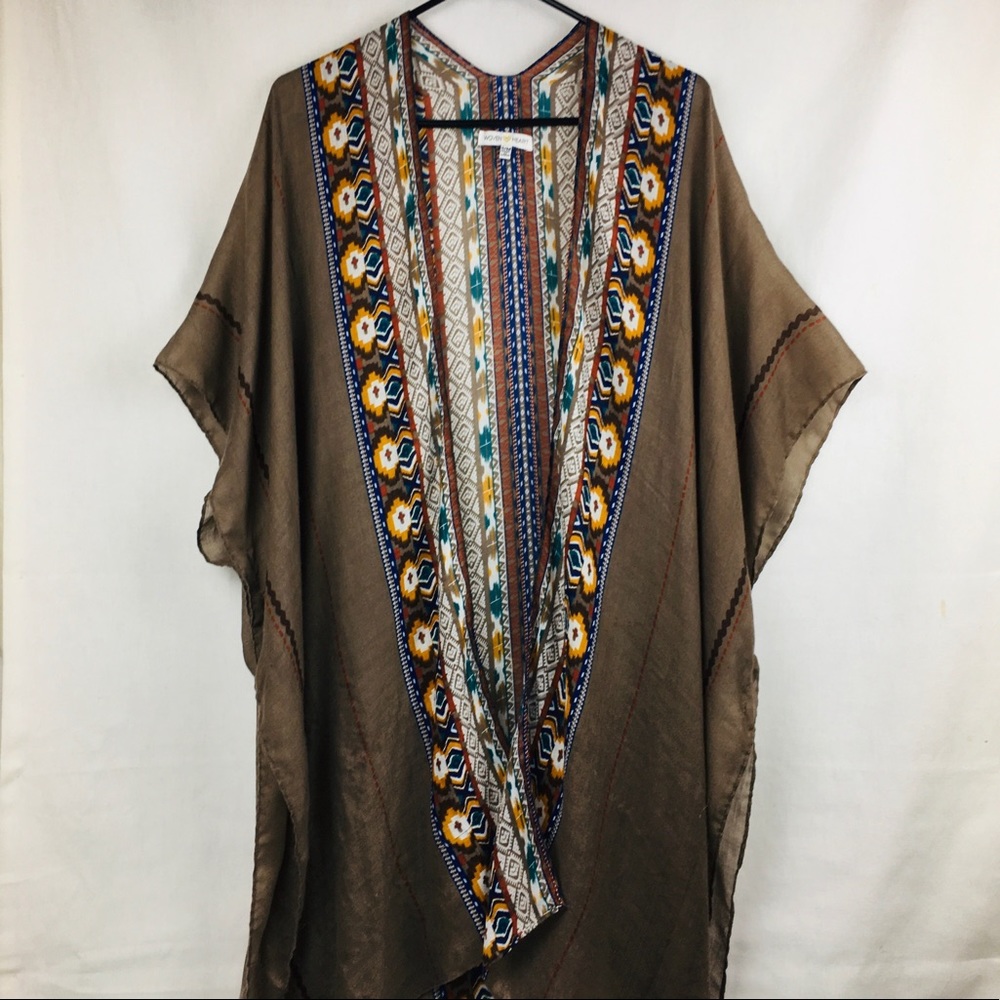 Woven Heart Robe Kimono shawl drape tribal Aztec S